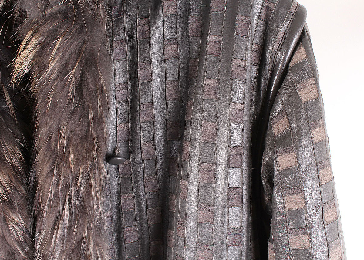 Reversible Leather and Raccoon Fur Trench Coat