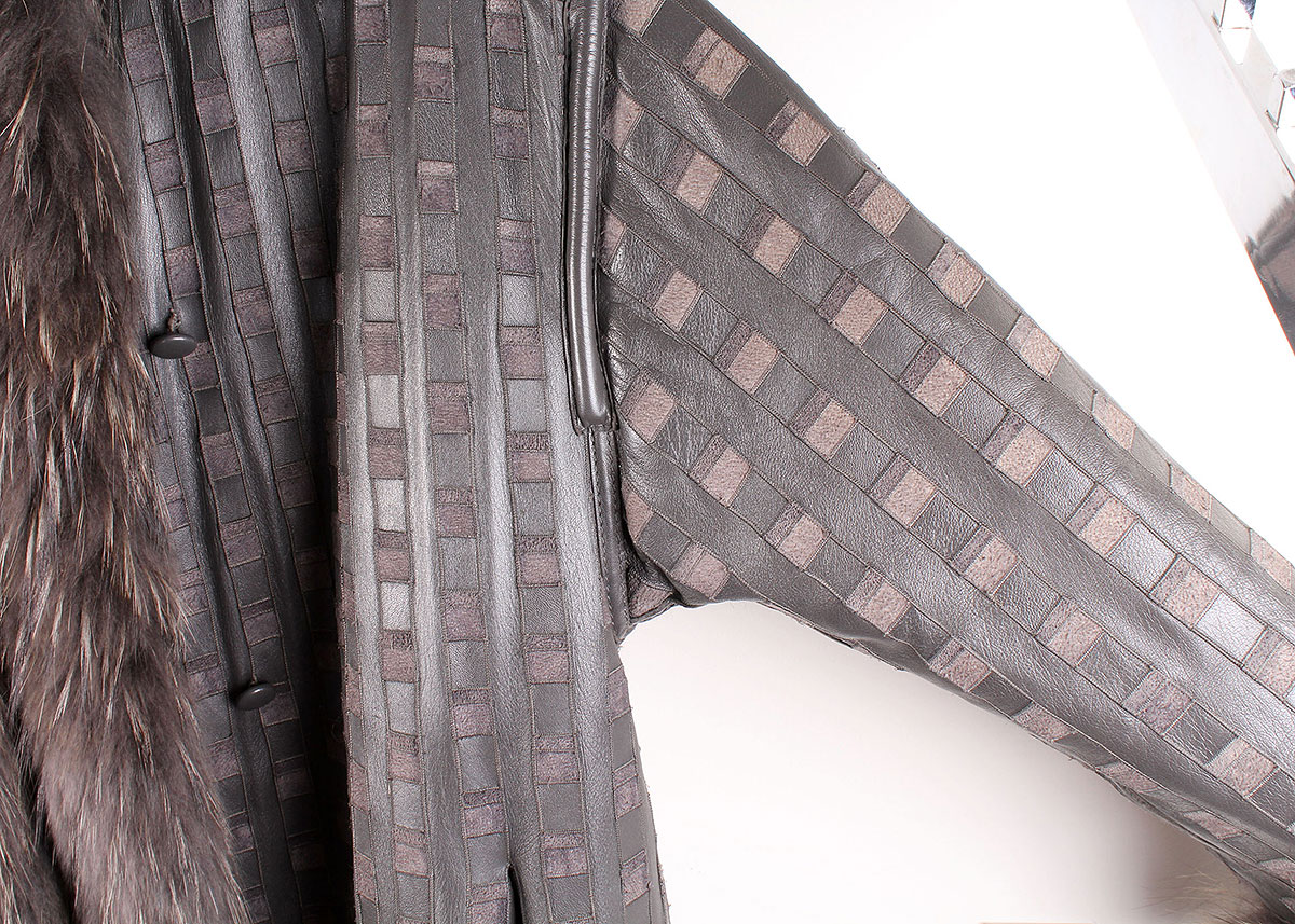 Reversible Leather and Raccoon Fur Trench Coat