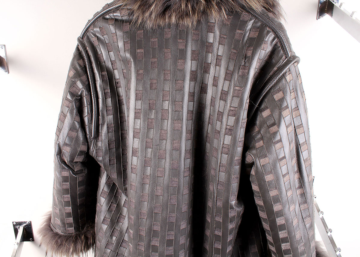 Reversible Leather and Raccoon Fur Trench Coat