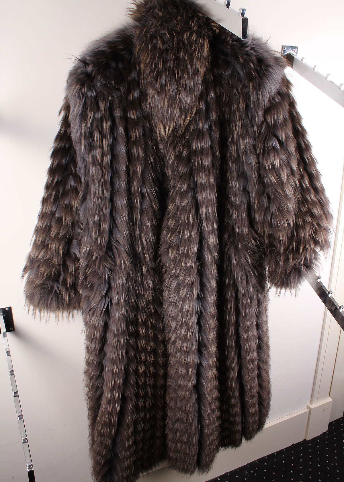 Reversible Leather and Raccoon Fur Trench Coat