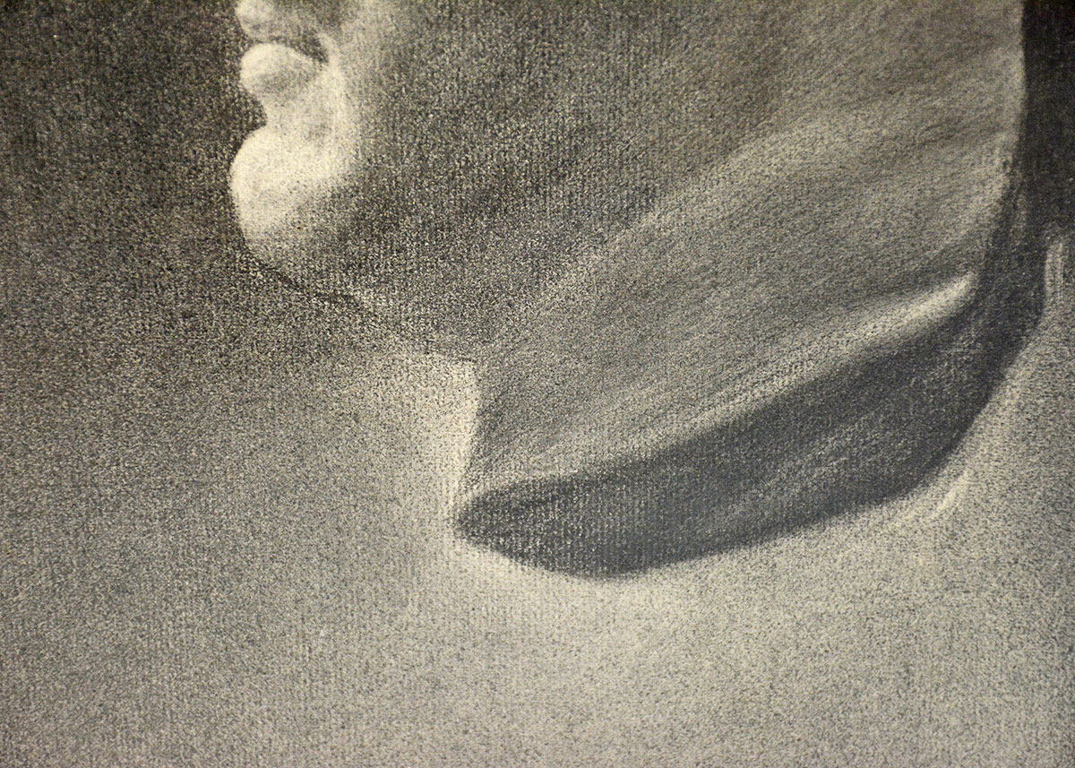 Anne Fleckenstein Original "Head of Nero No. 2" Charcoal, c. 1894