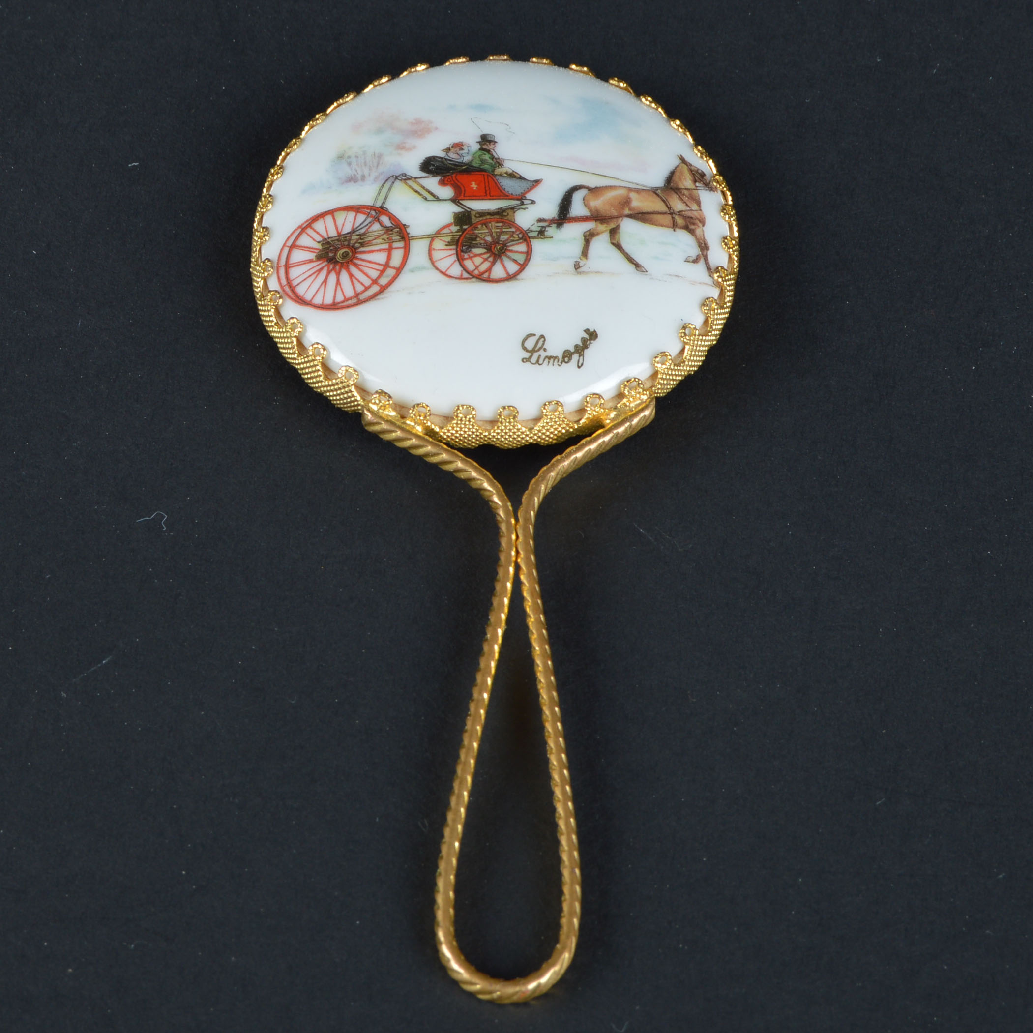 Limoges Porcelain Hand Mirror