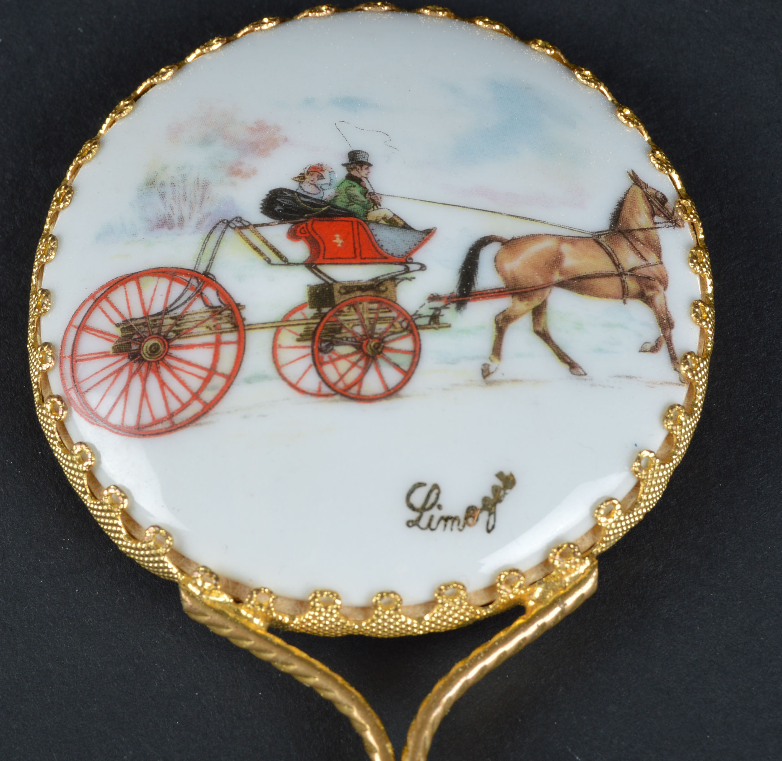 Limoges Porcelain Hand Mirror