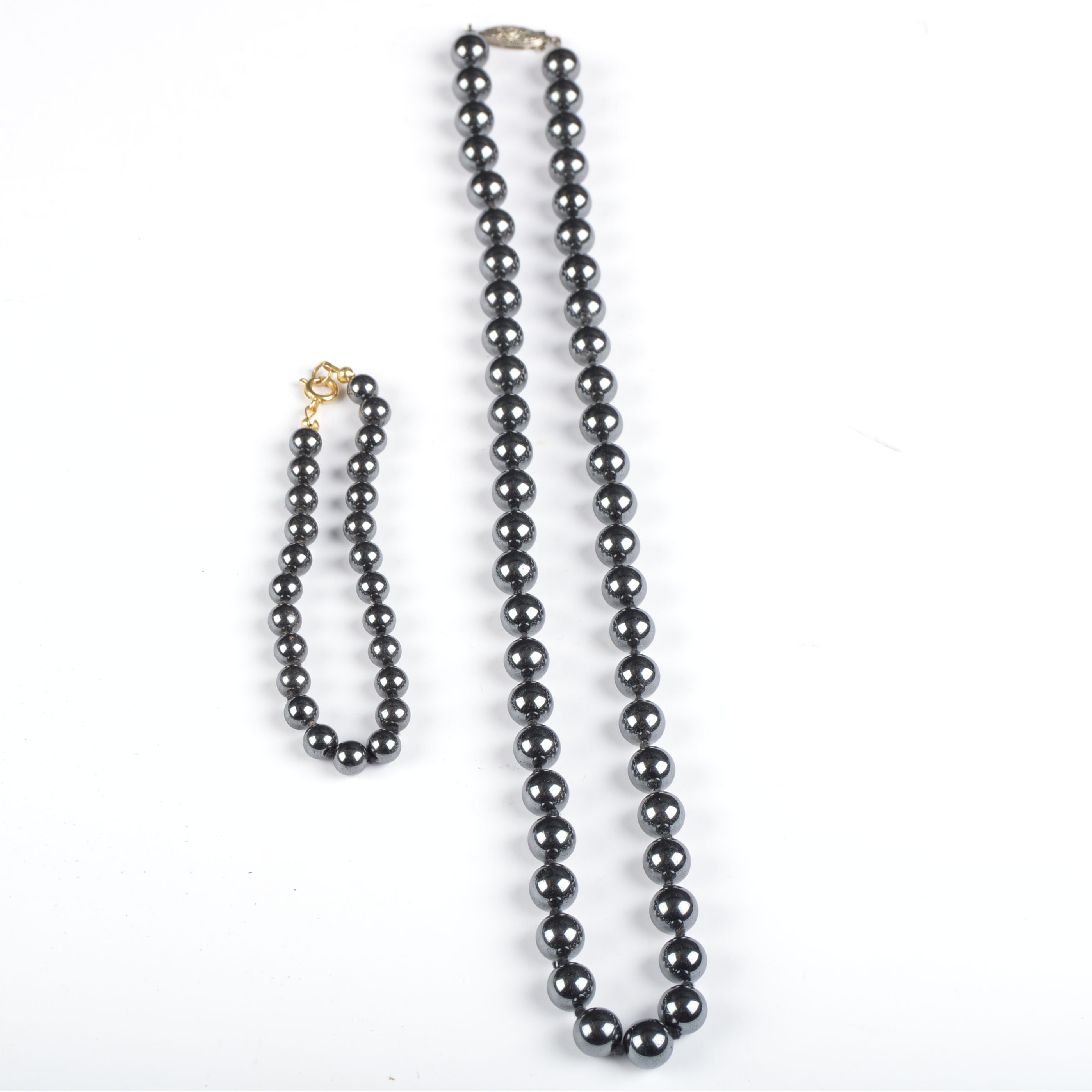 Imitation Black Pearl Necklace and Bracelet