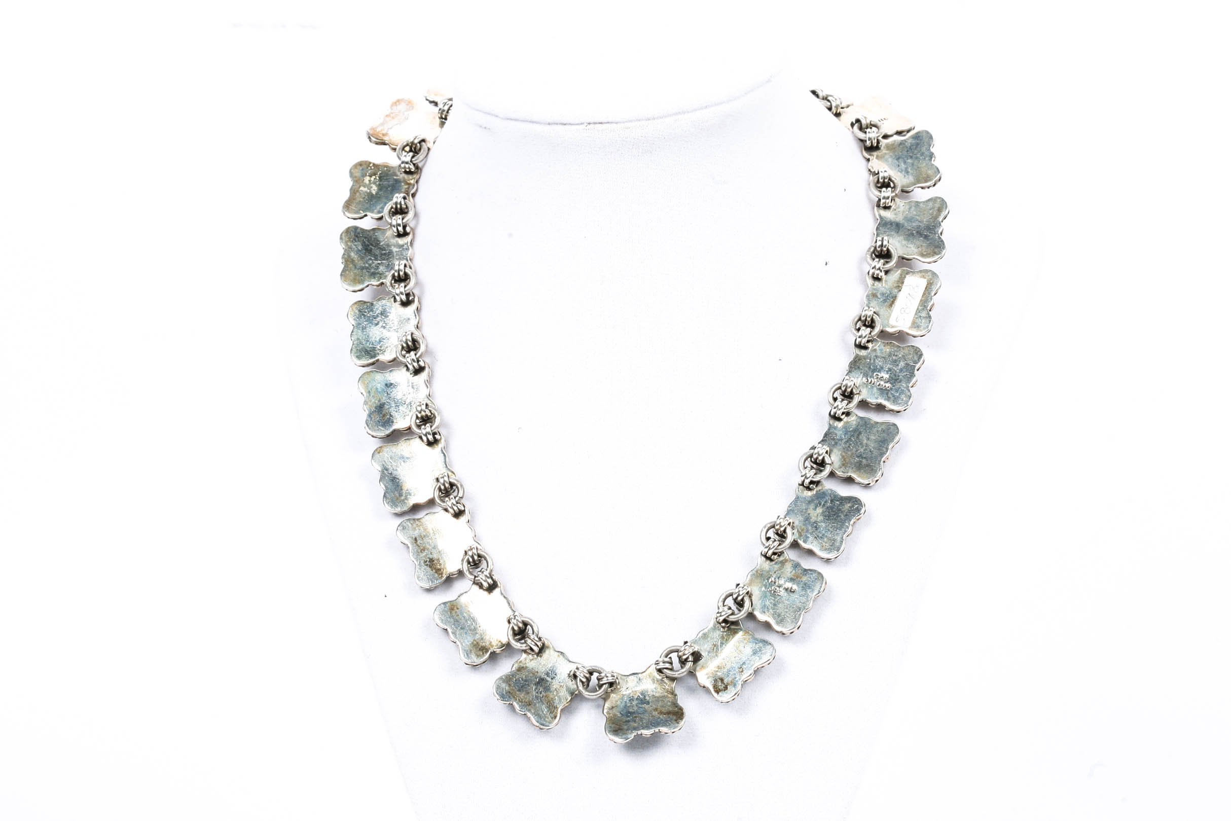 Sterling Silver Black Beaded Necklace and Earring Set