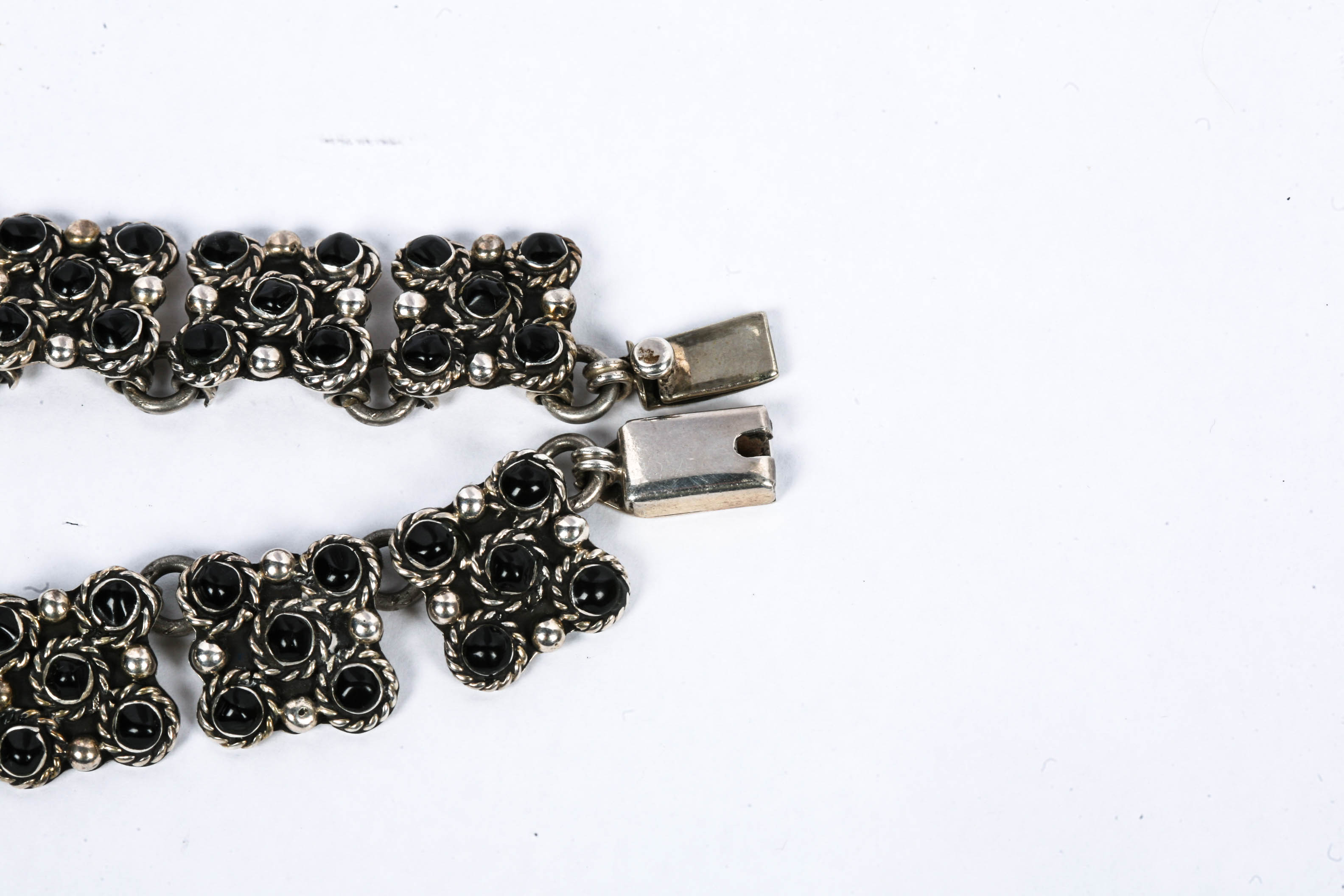 Sterling Silver Black Beaded Necklace and Earring Set