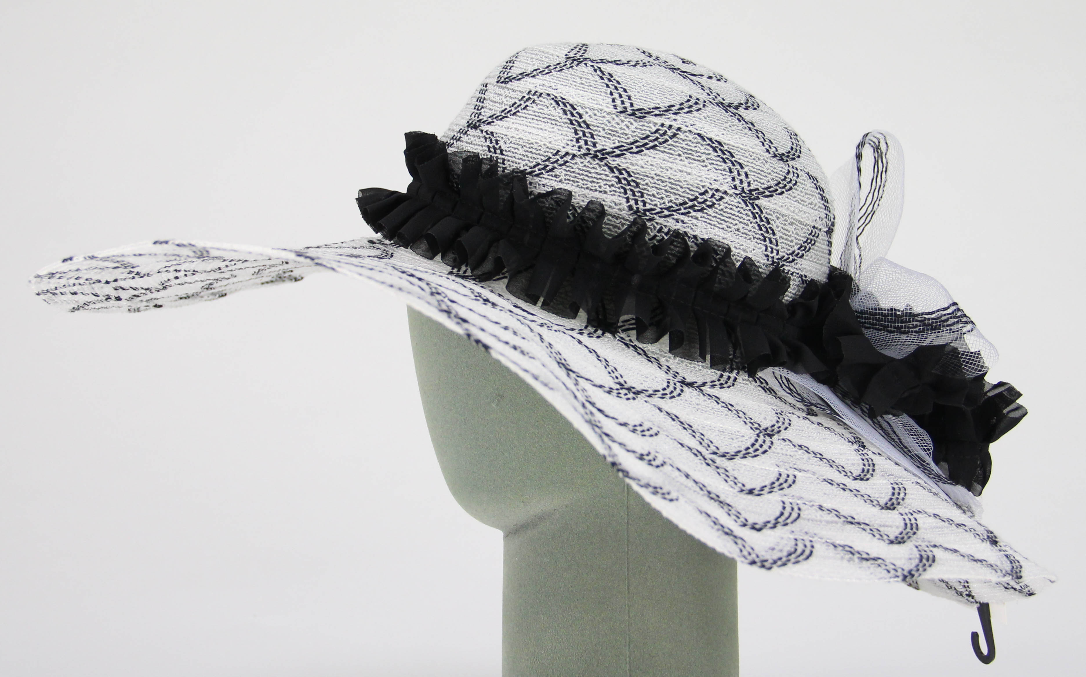 Women's Black and White Derby Hat