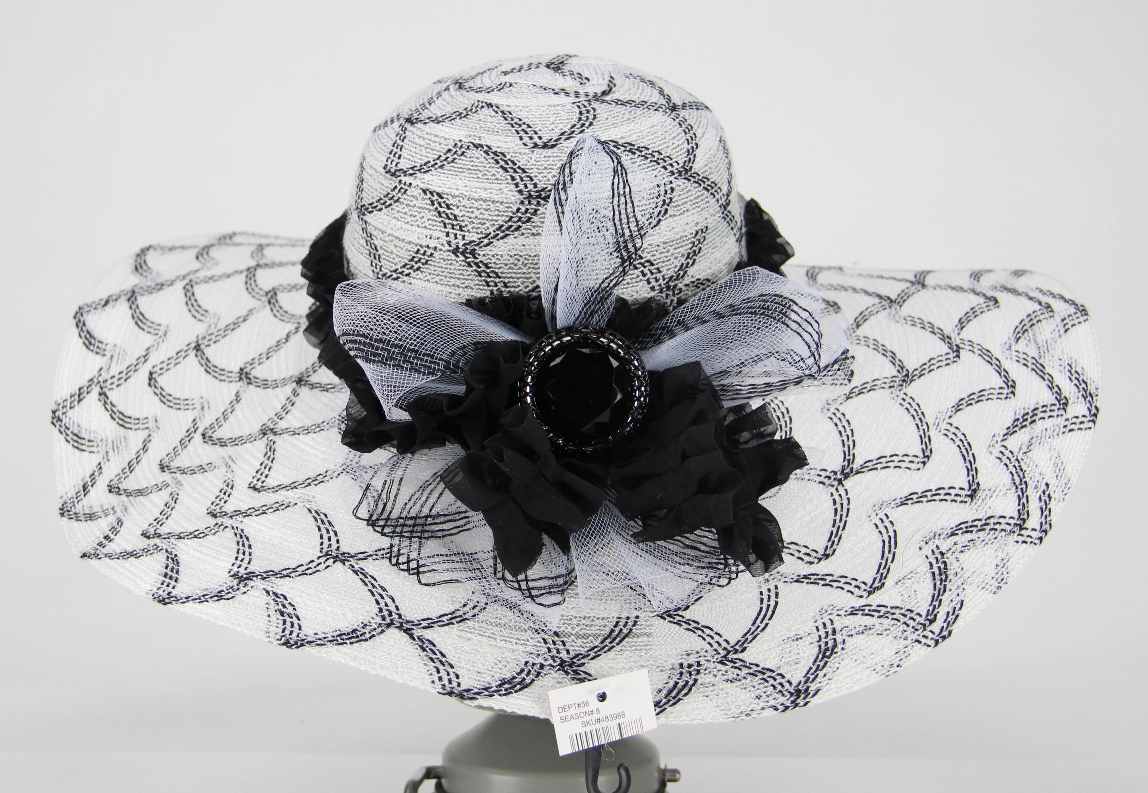 Women's Black and White Derby Hat