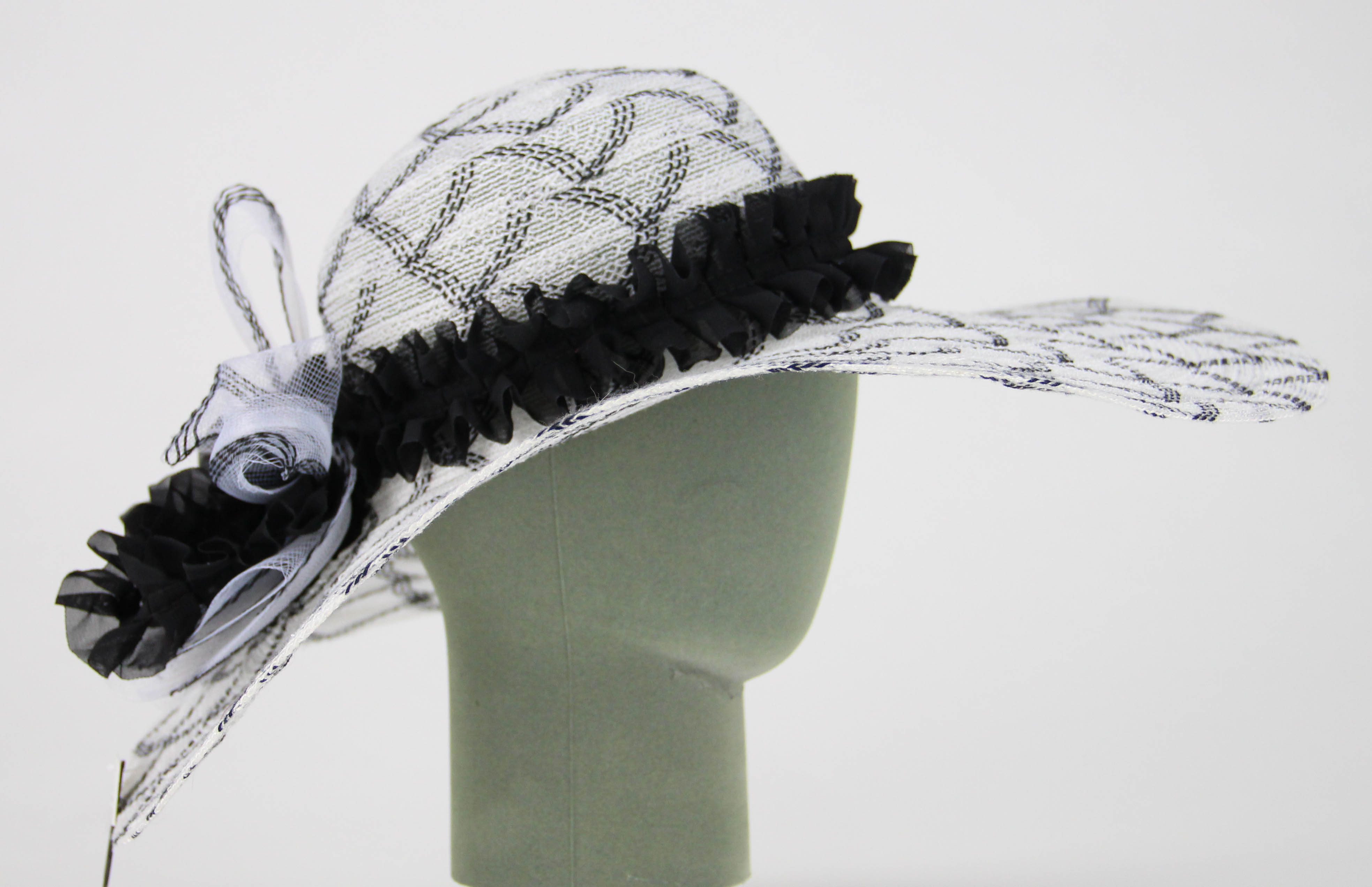 Women's Black and White Derby Hat
