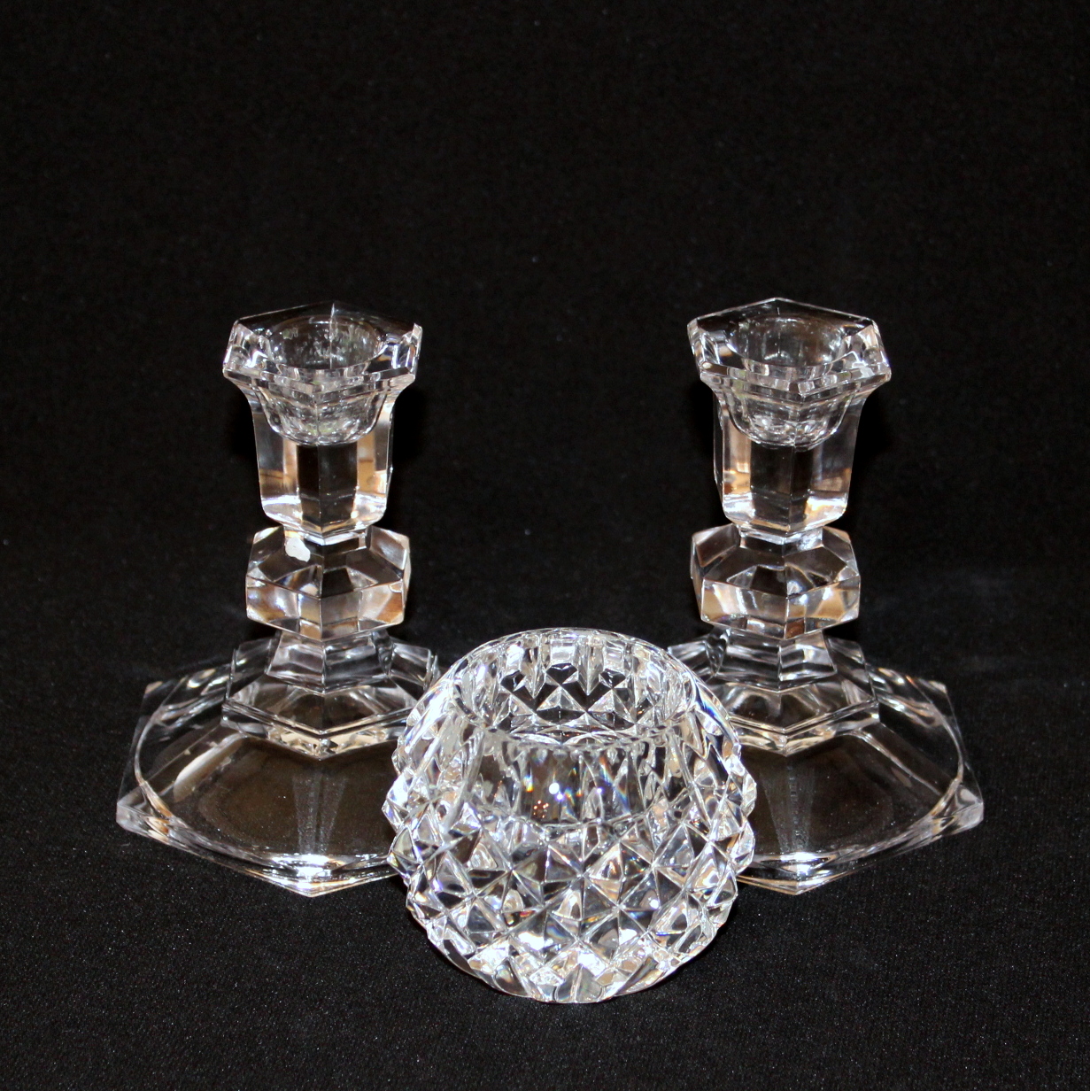 Waterford Crystal Candlesticks and Tea Light Holder
