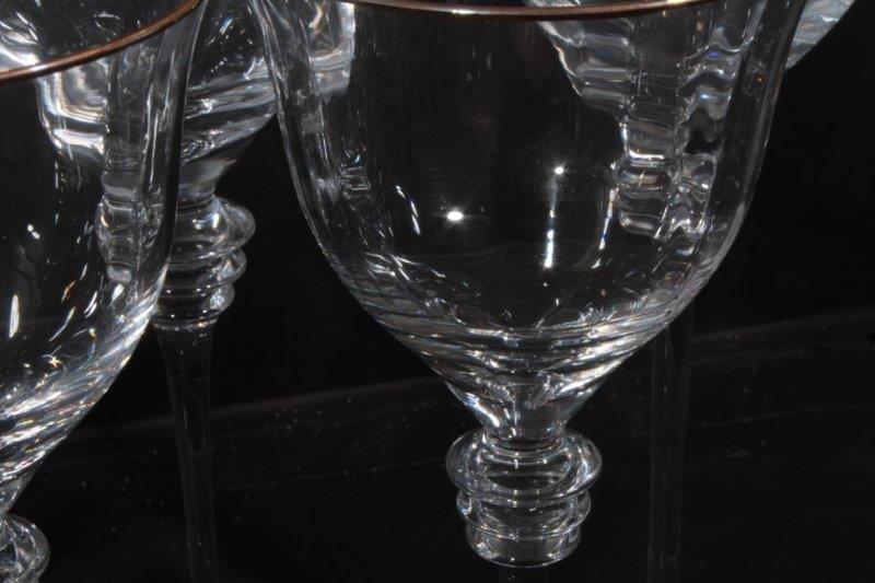 Eight Pieces of Stemware with Gilt Rims