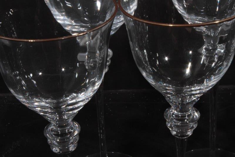 Eight Pieces of Stemware with Gilt Rims