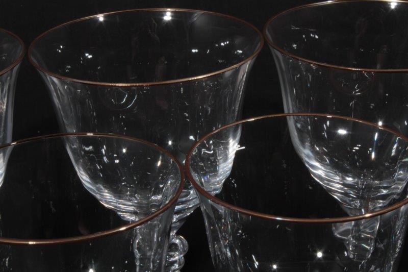 Eight Pieces of Stemware with Gilt Rims