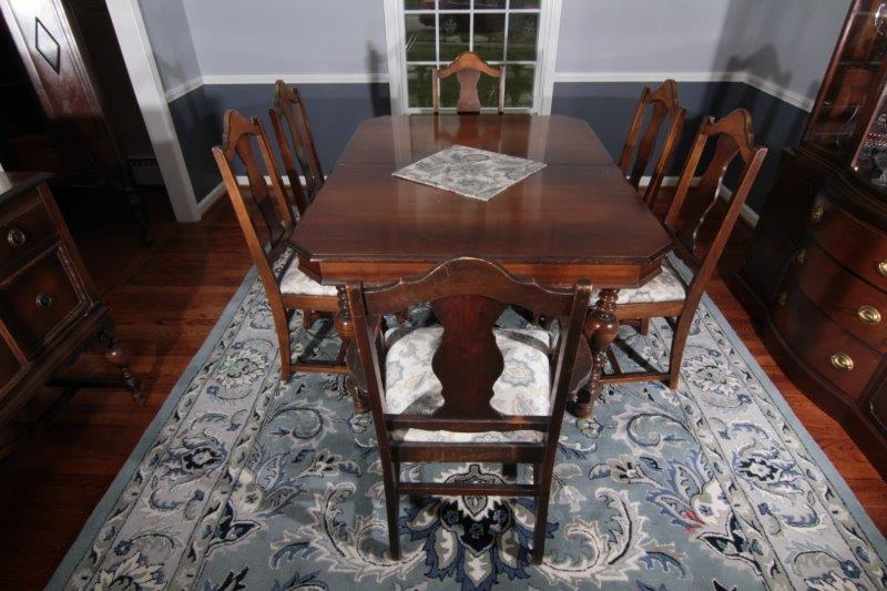 Walnut Dining Table with Six Chairs