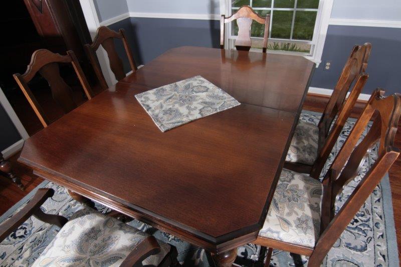 Walnut Dining Table with Six Chairs