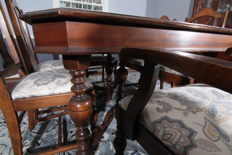 Walnut Dining Table with Six Chairs