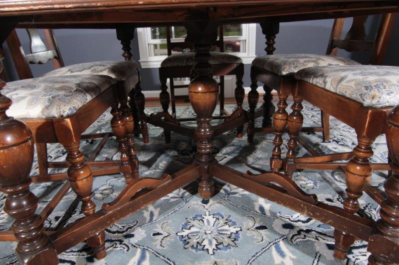 Walnut Dining Table with Six Chairs