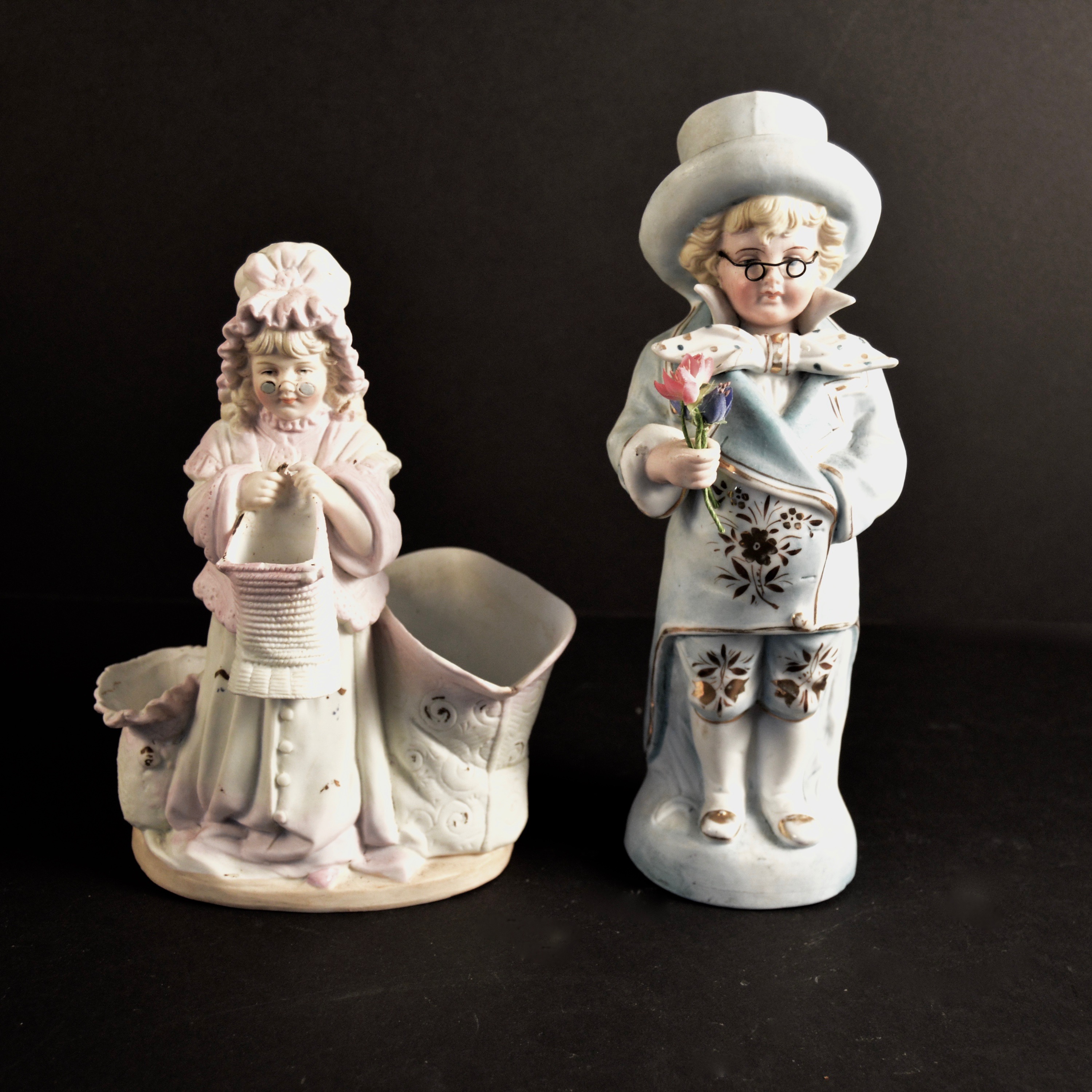 Duet of Antique German Bisque Figures