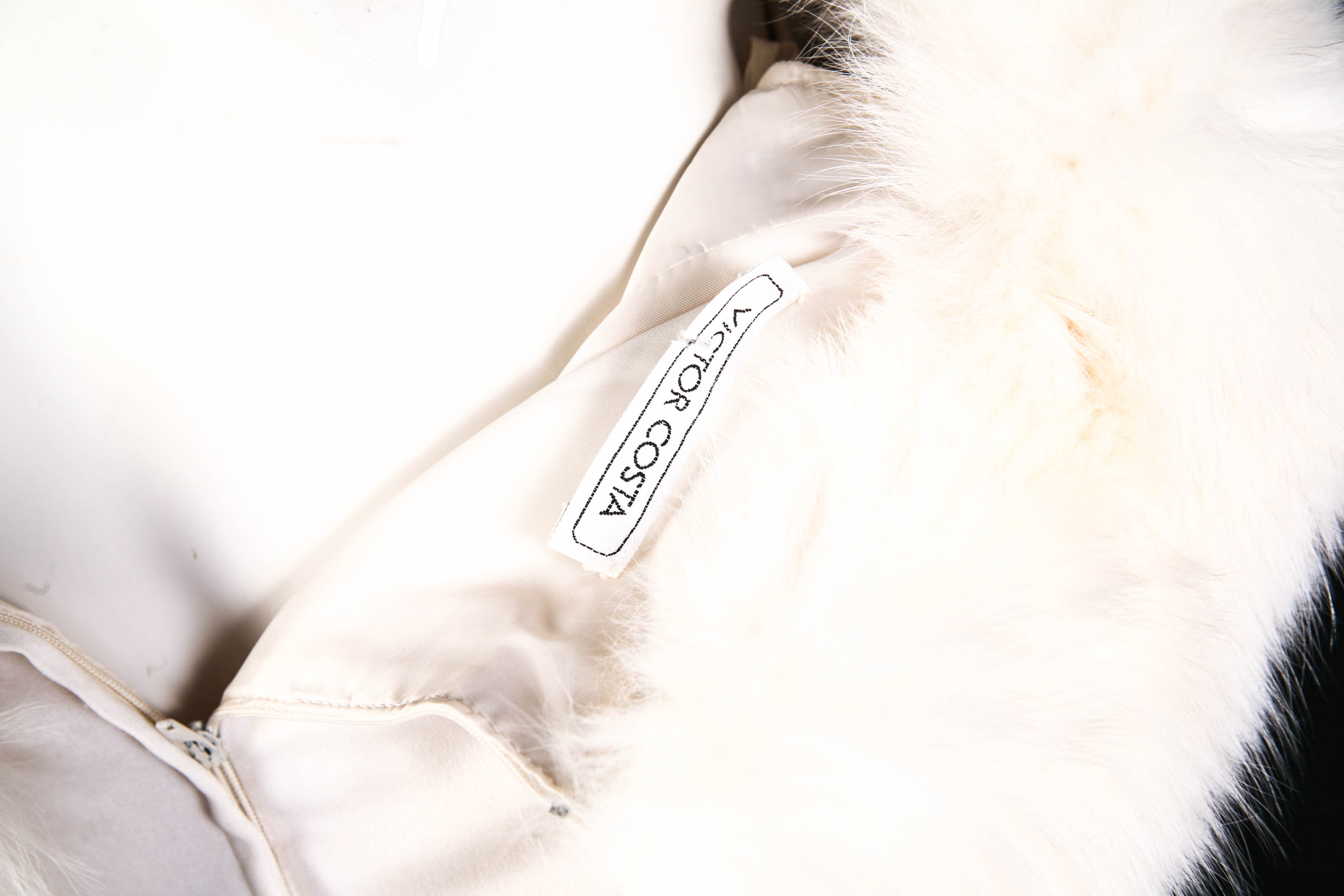 Vintage Victor Costa Gown with Fur Collar