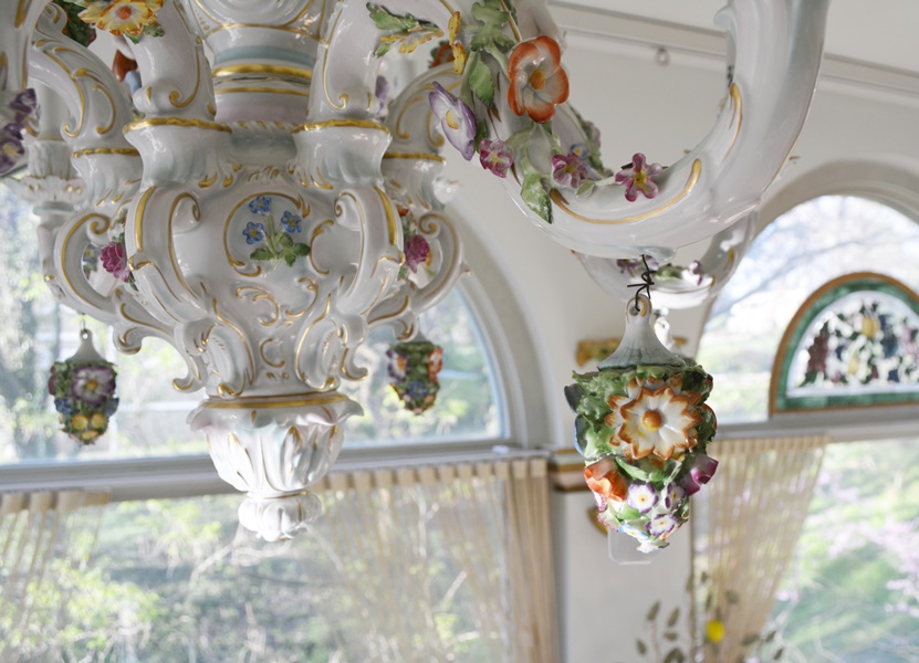 Capodimonte Style Floral and Figural Porcelain Chandelier c. 1900