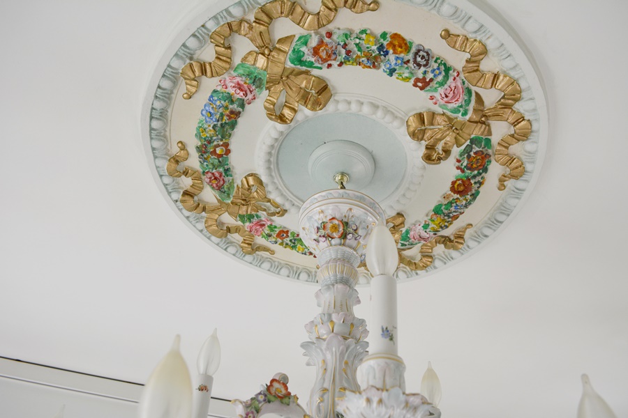 Capodimonte Style Floral and Figural Porcelain Chandelier c. 1900