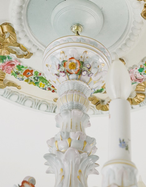 Capodimonte Style Floral and Figural Porcelain Chandelier c. 1900
