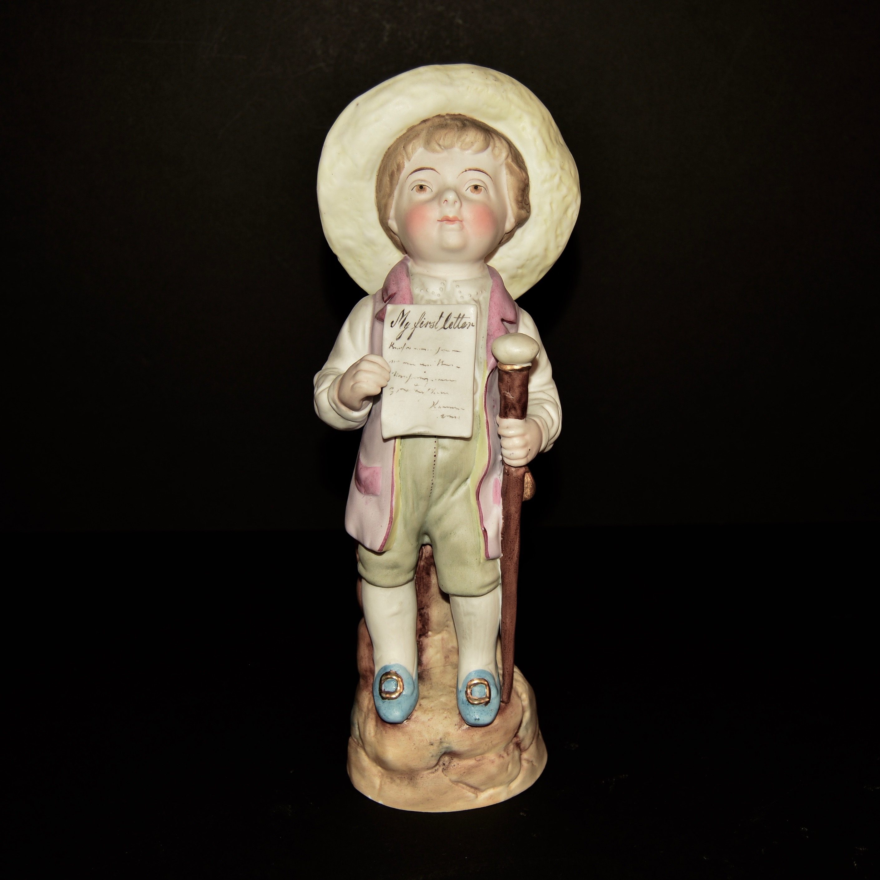 Antique German Bisque "My First Letter" Porcelain Figure