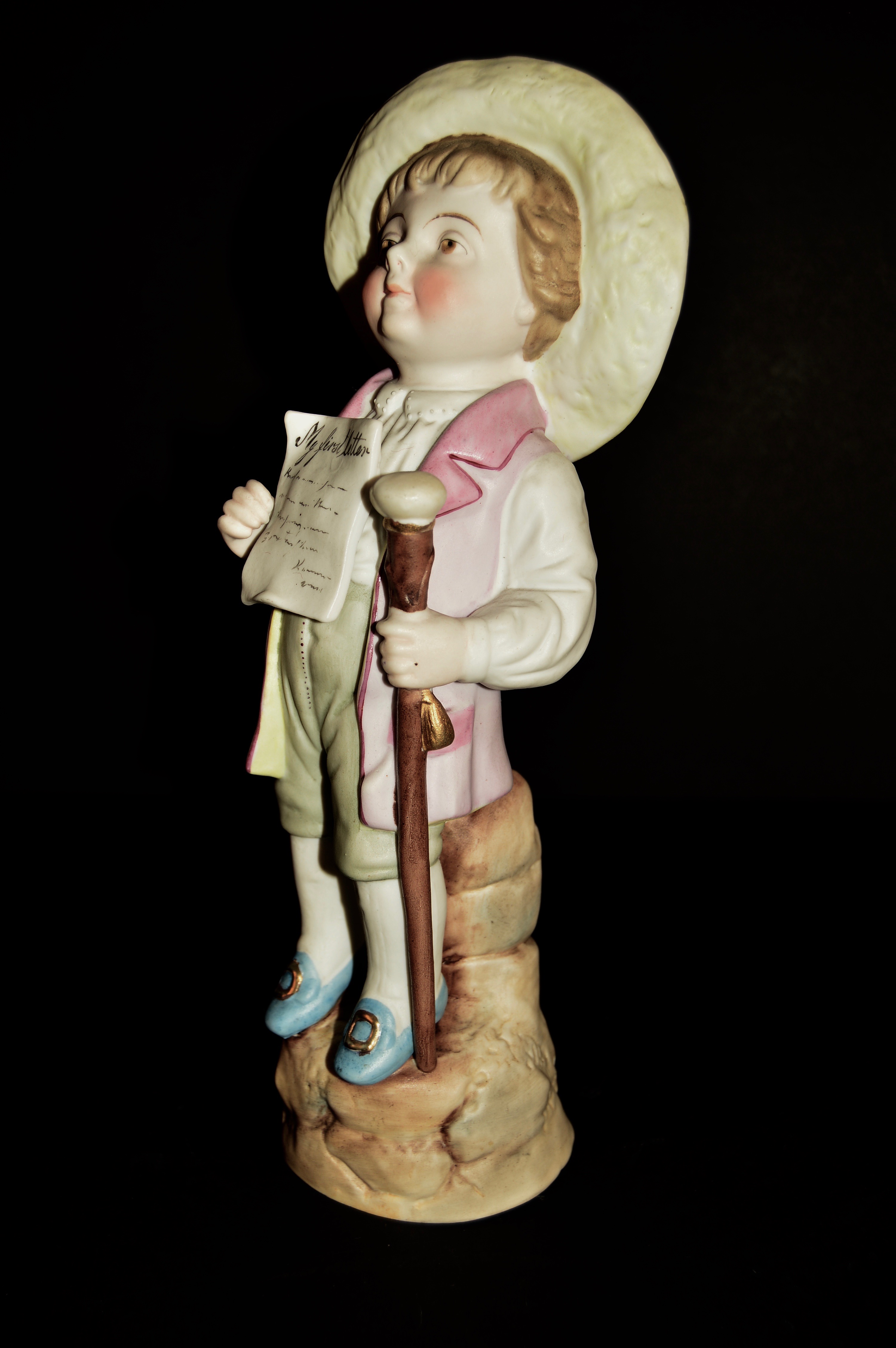 Antique German Bisque "My First Letter" Porcelain Figure