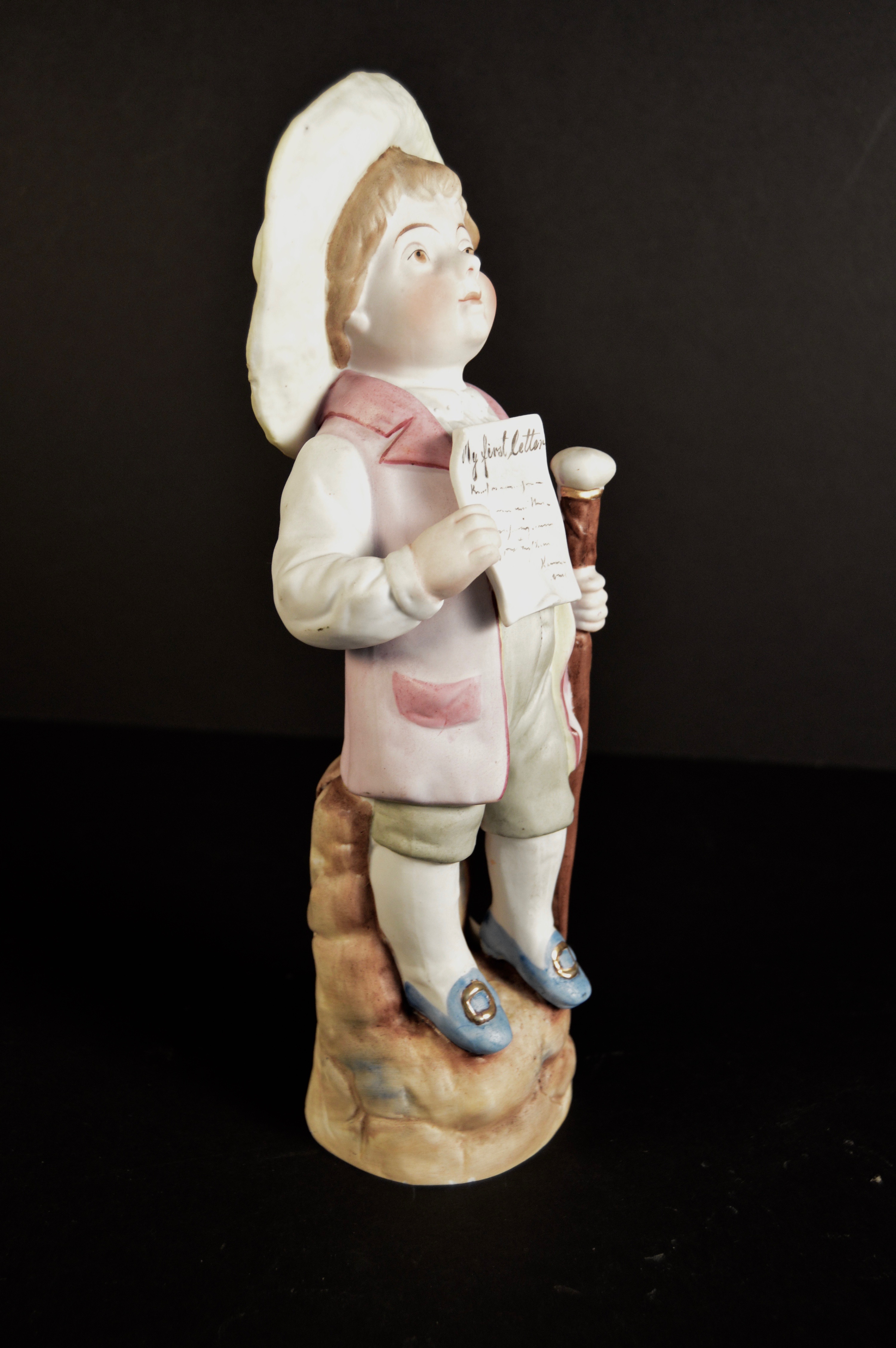 Antique German Bisque "My First Letter" Porcelain Figure