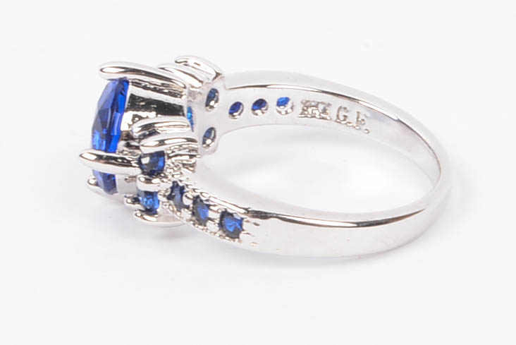 10K Gold Plated Faux Sapphire Ring