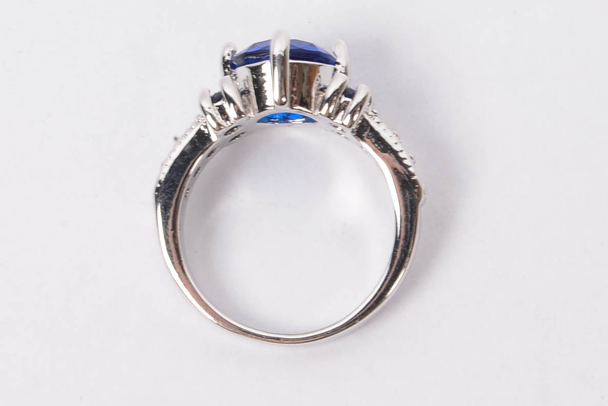 10K Gold Plated Faux Sapphire Ring