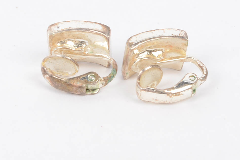 Collection of Silver Tone and Black Stone Earrings