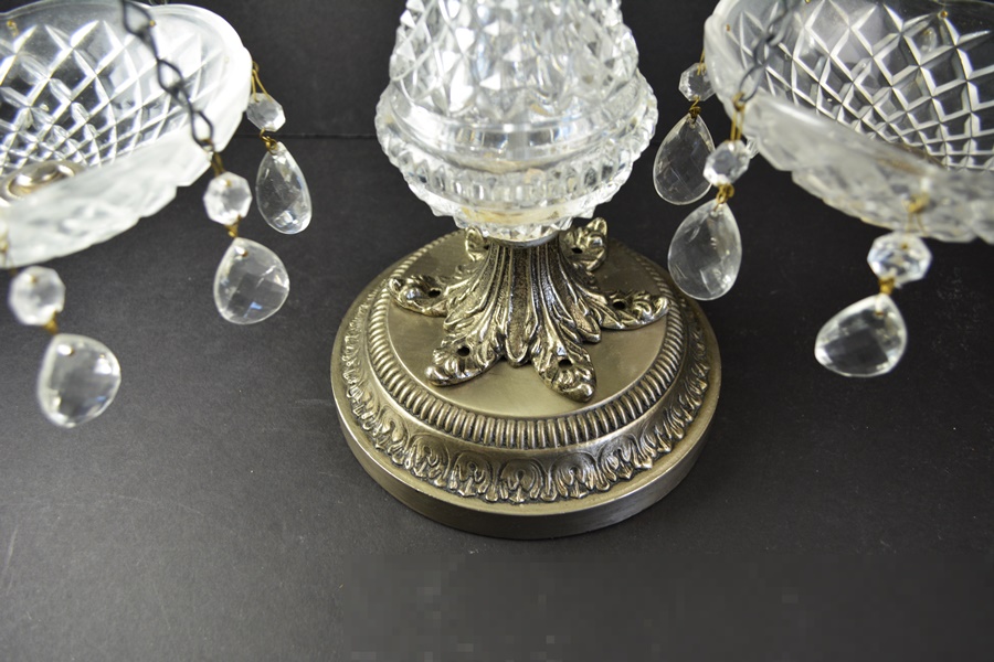 Vintage Metal Balance Scale with Crystal Bowls
