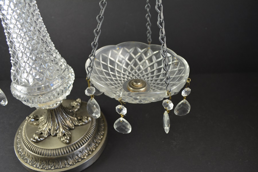 Vintage Metal Balance Scale with Crystal Bowls