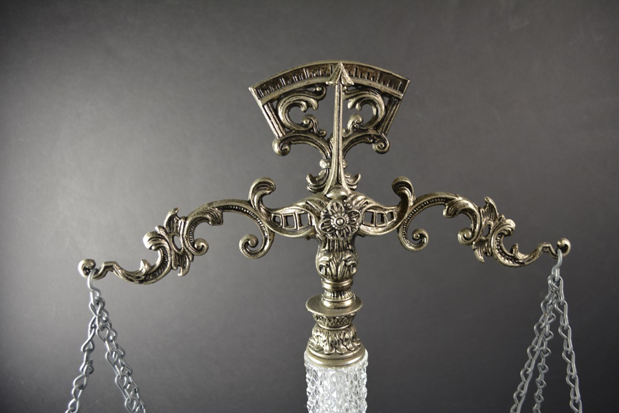 Vintage Metal Balance Scale with Crystal Bowls