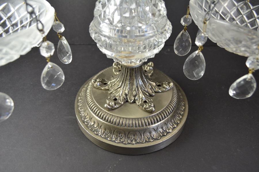 Vintage Metal Balance Scale with Crystal Bowls