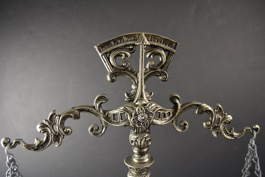 Vintage Metal Balance Scale with Crystal Bowls