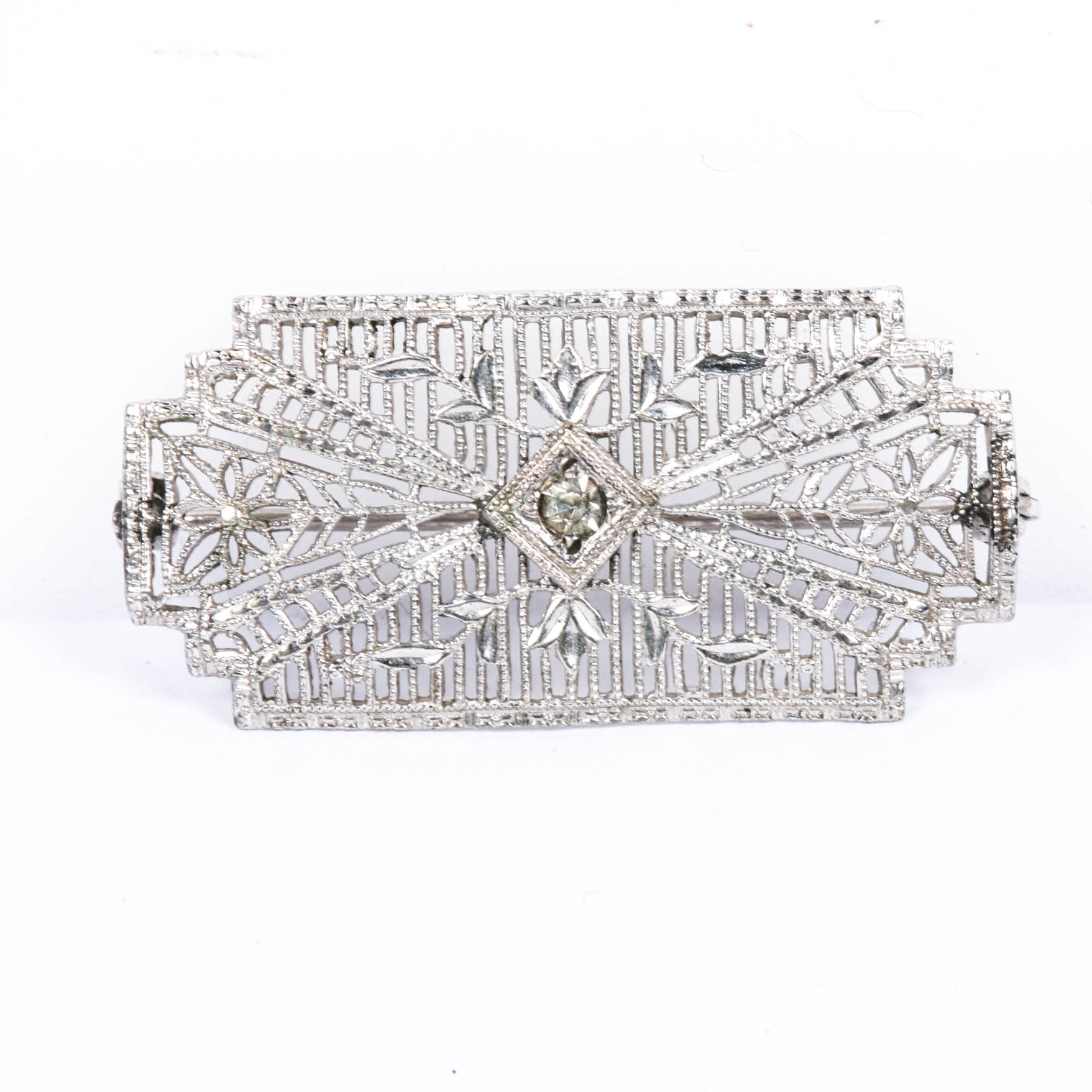 Silver Tone Filigree Pin