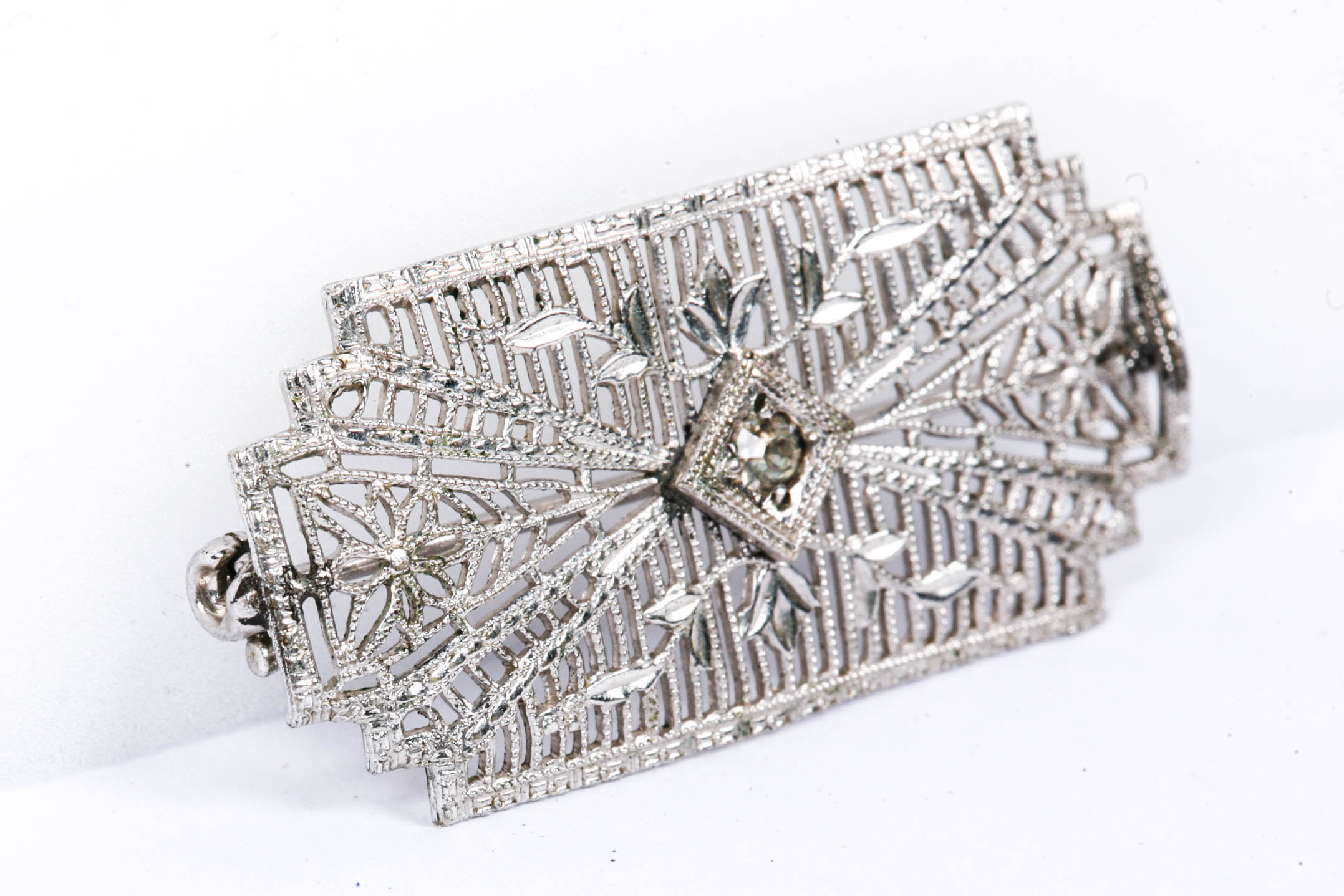 Silver Tone Filigree Pin