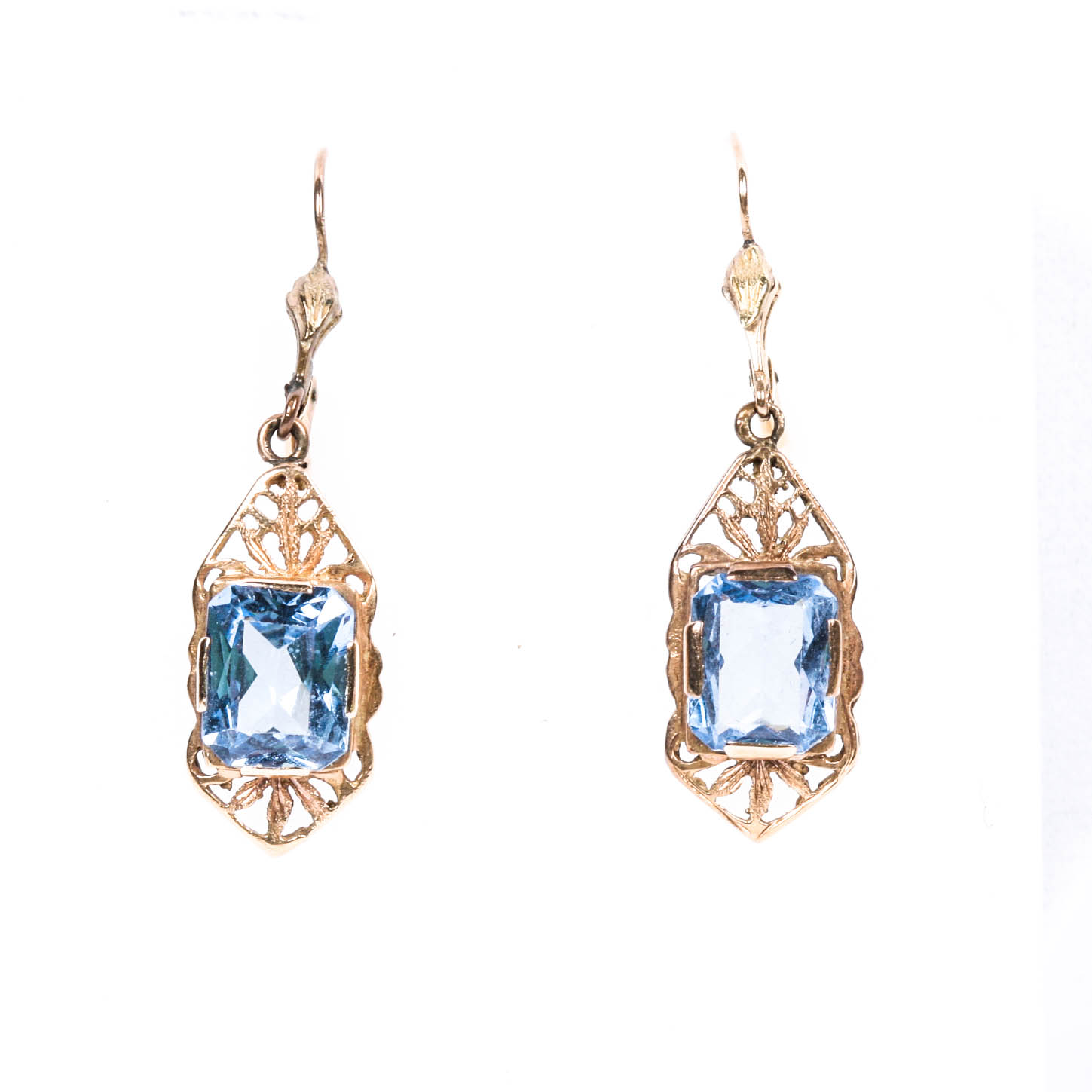 9K Rose Gold Synthetic Blue Spinel Earrings