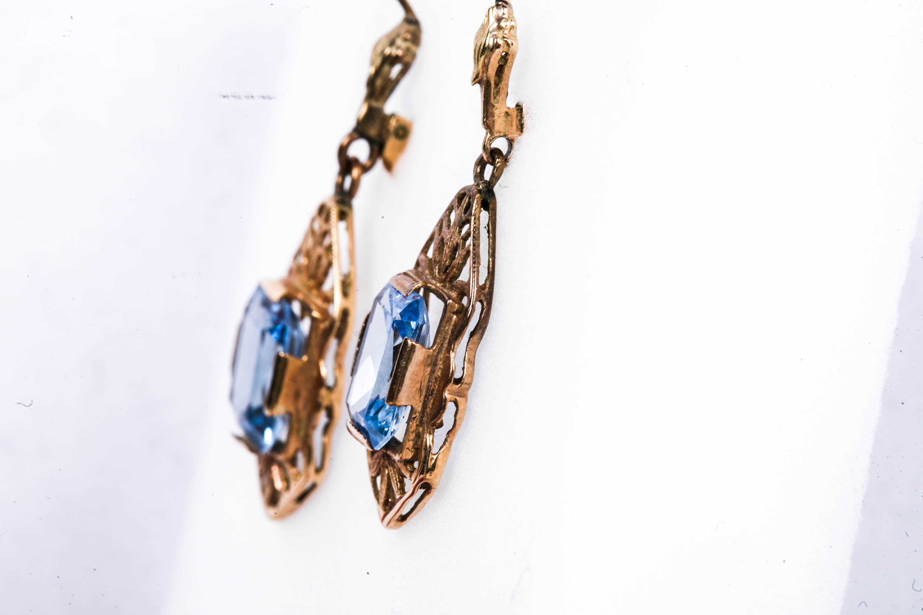 9K Rose Gold Synthetic Blue Spinel Earrings