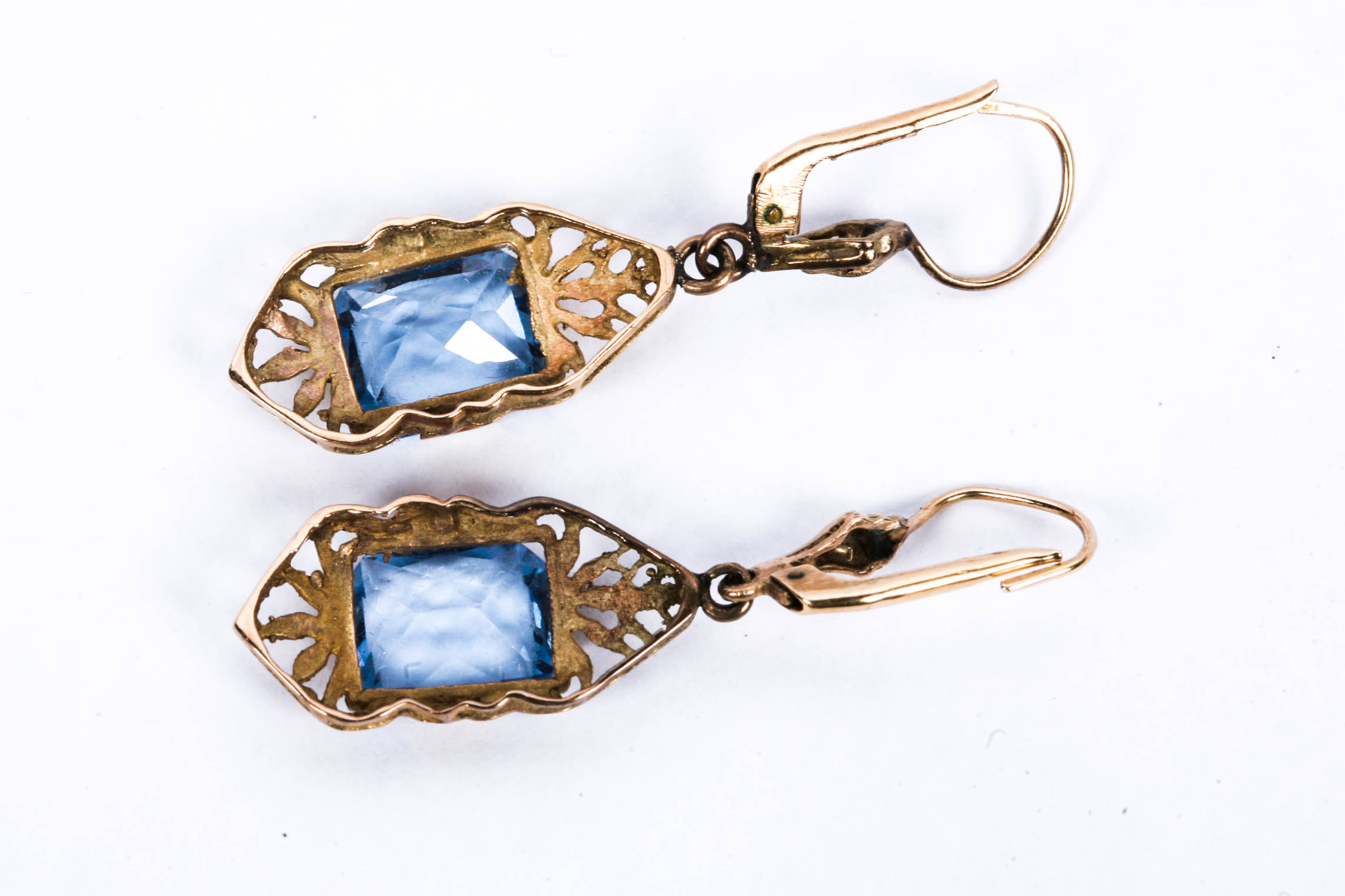 9K Rose Gold Synthetic Blue Spinel Earrings