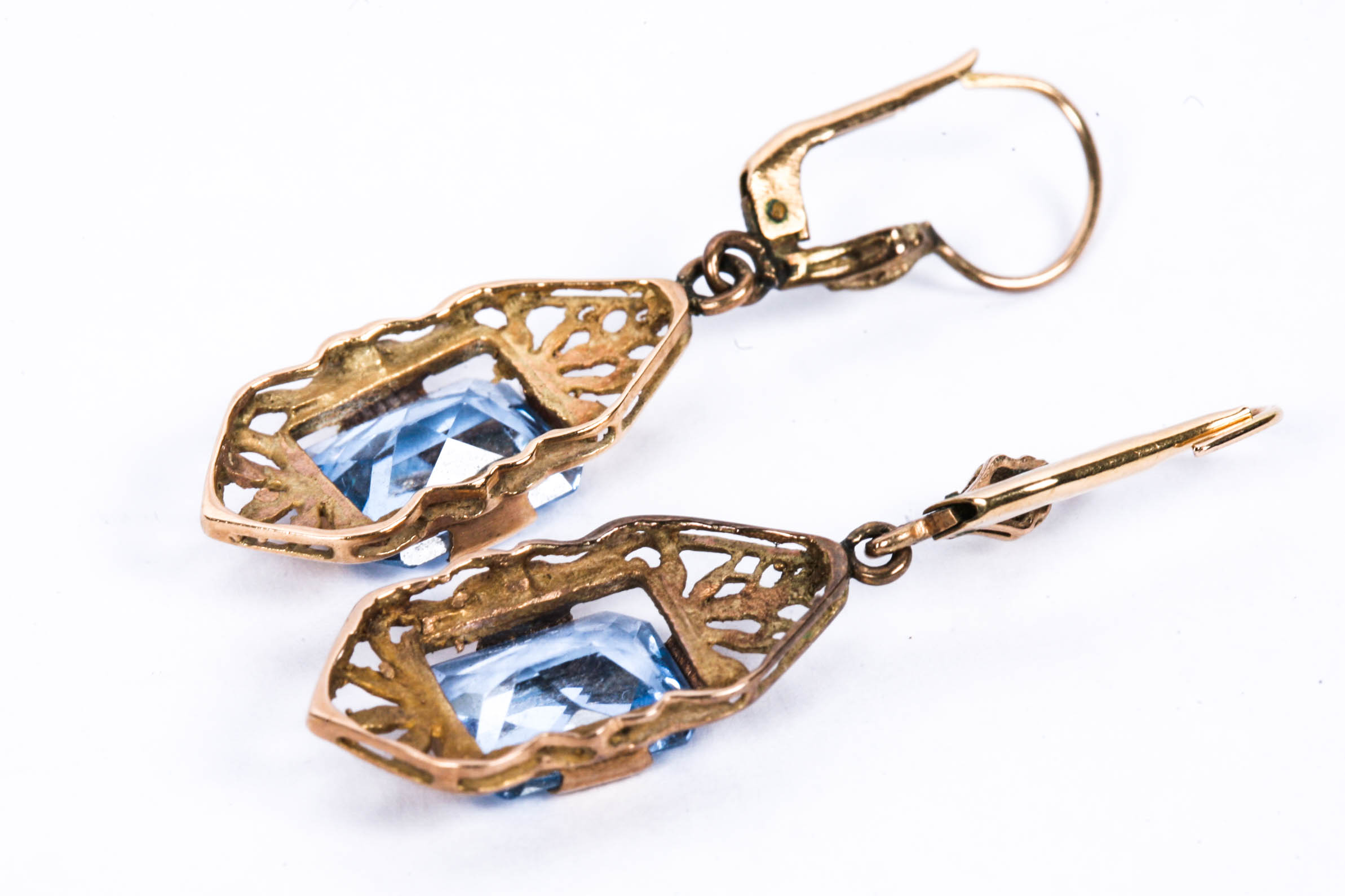 9K Rose Gold Synthetic Blue Spinel Earrings