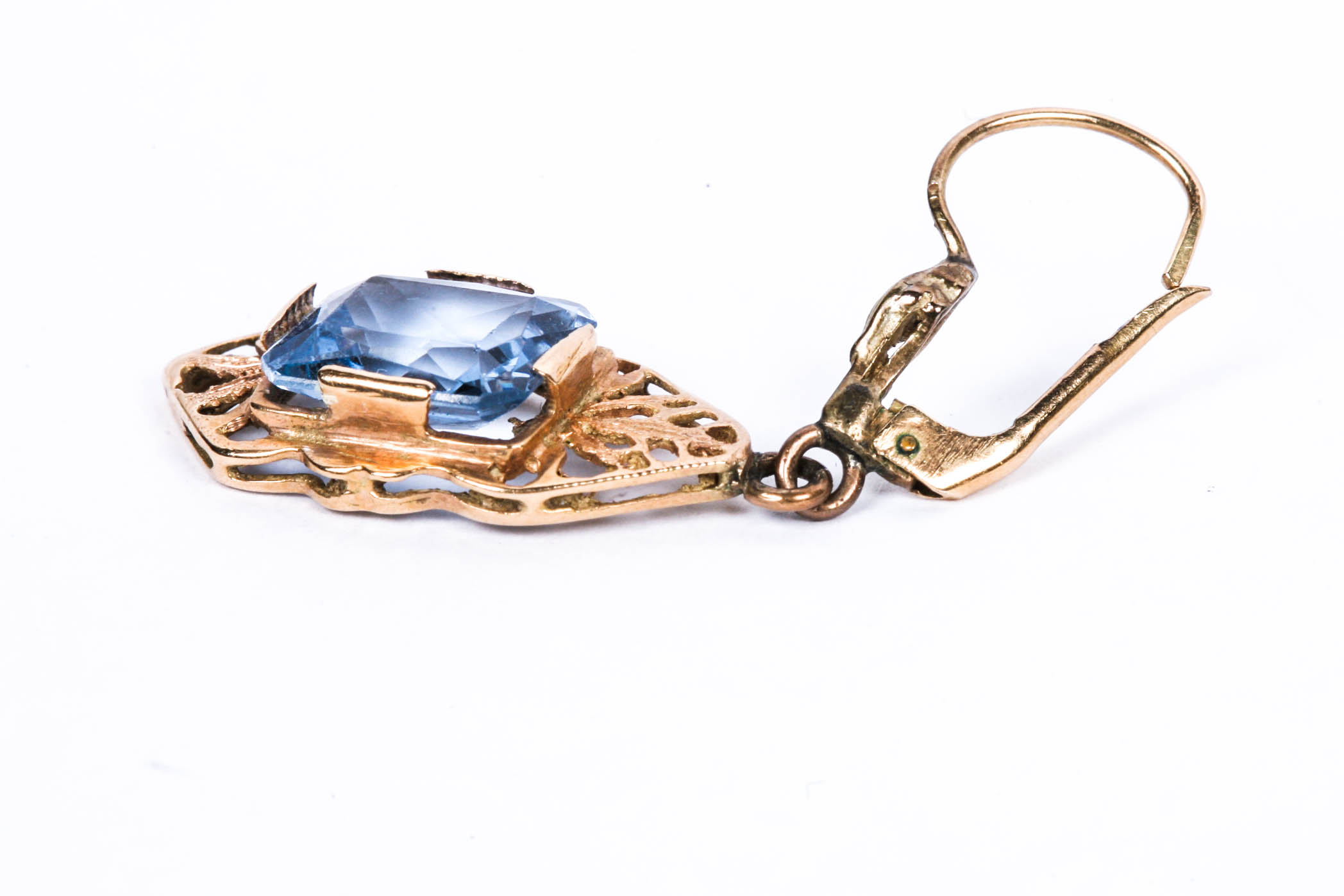 9K Rose Gold Synthetic Blue Spinel Earrings