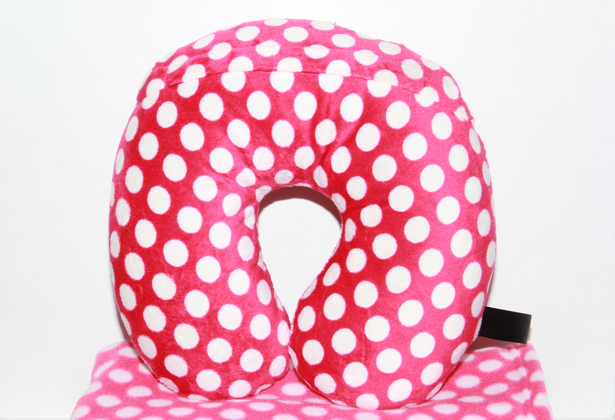 Pink Polka Dot Travel Pillow and Blanket