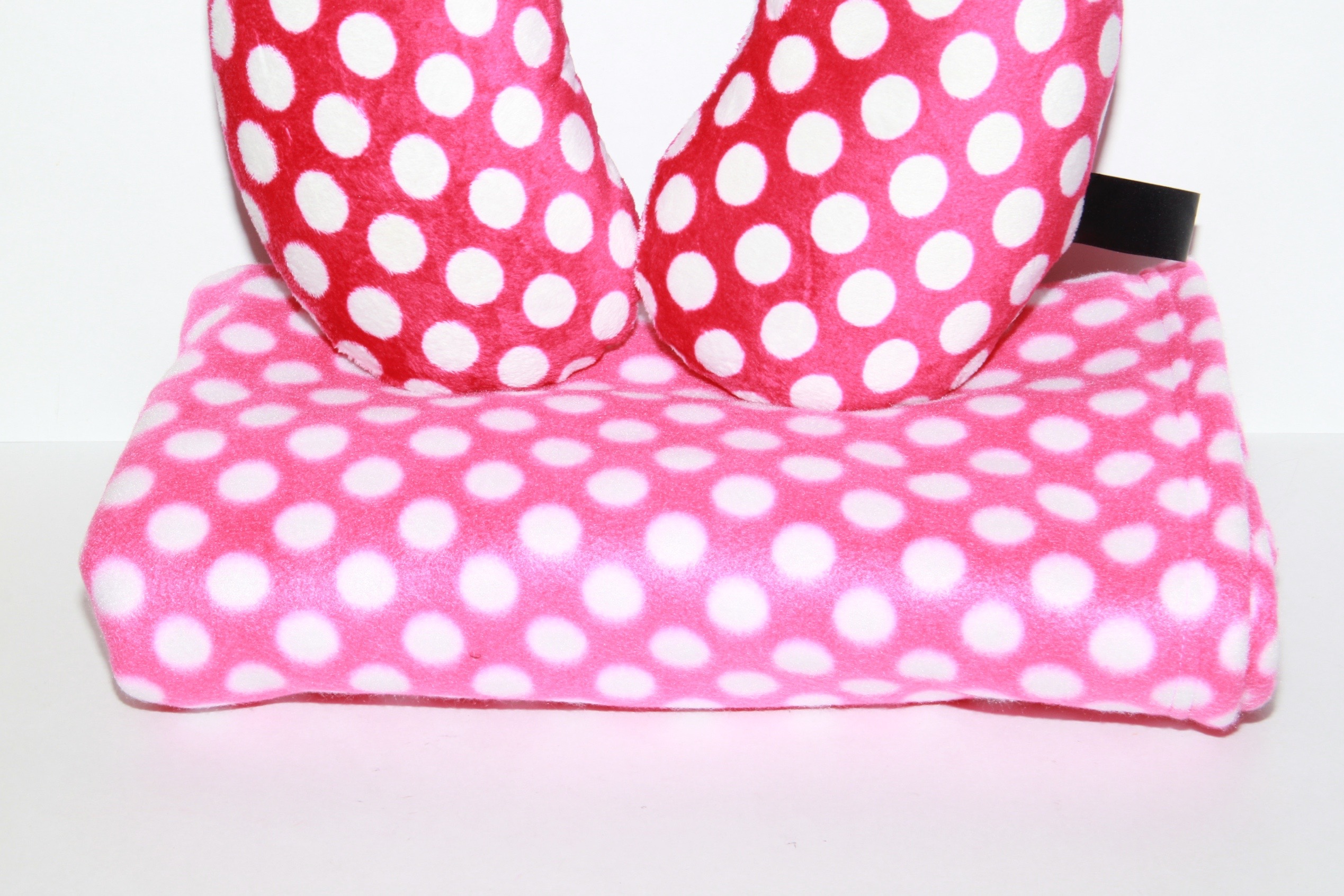 Pink Polka Dot Travel Pillow and Blanket