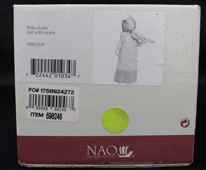 Porcelain Nao Figuine by Lladro Titled Girl With Violin
