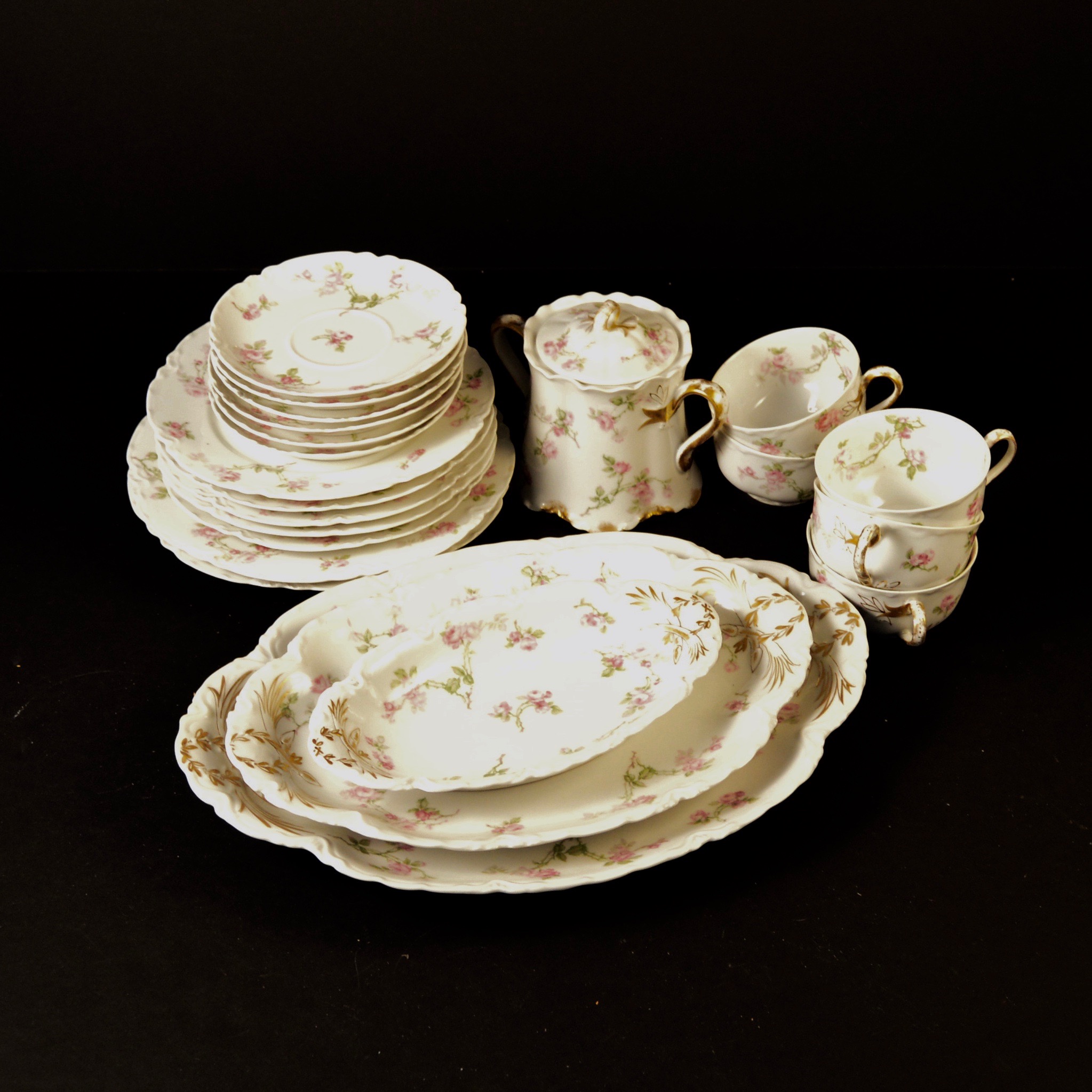 Antique Haviland Limoges Pink Rose Pattern China Collection