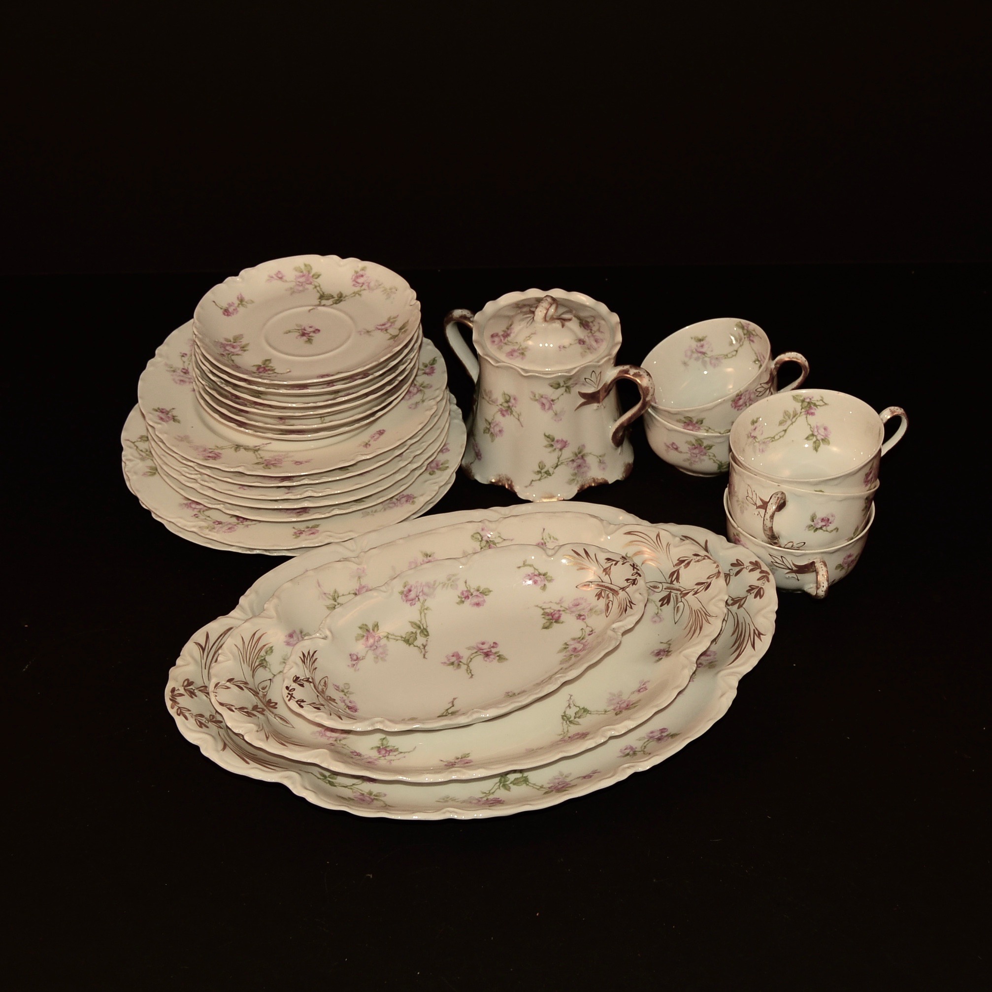 Antique Haviland Limoges Pink Rose Pattern China Collection