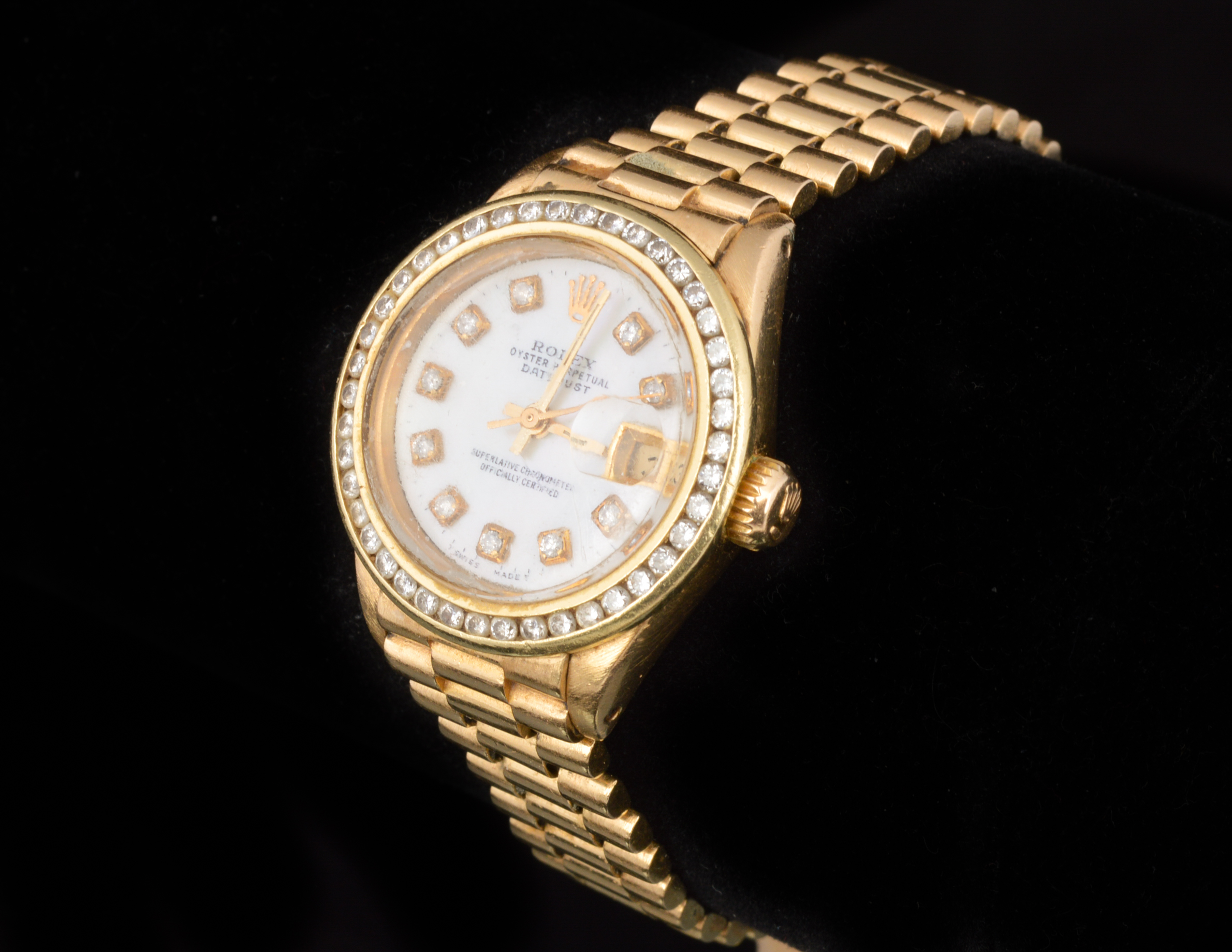 Rolex President Ladies 18K Yellow Gold Diamond Watch
